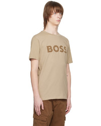 T-shirt à col rond imprimé marron clair BOSS