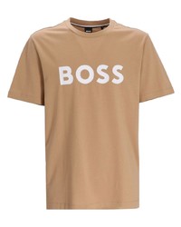 T-shirt à col rond imprimé marron clair BOSS