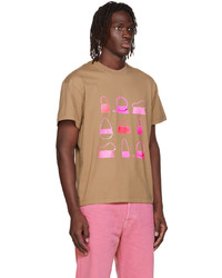 T-shirt à col rond imprimé marron clair Jacquemus