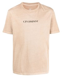 T-shirt à col rond imprimé marron clair C.P. Company