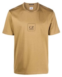 T-shirt à col rond imprimé marron clair C.P. Company