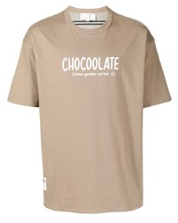 T-shirt à col rond imprimé marron clair Chocoolate