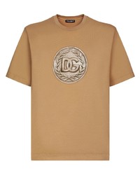T-shirt à col rond imprimé marron clair Dolce & Gabbana