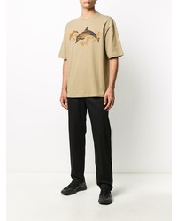 T-shirt à col rond imprimé marron clair Acne Studios