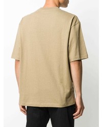 T-shirt à col rond imprimé marron clair Acne Studios