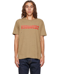 T-shirt à col rond imprimé marron clair DSQUARED2