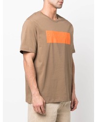 T-shirt à col rond imprimé marron clair Balmain