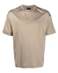 T-shirt à col rond imprimé marron clair Emporio Armani