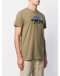 T-shirt à col rond imprimé marron clair Patagonia