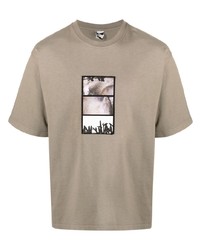 T-shirt à col rond imprimé marron clair GR10K