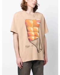 T-shirt à col rond imprimé marron clair Doublet