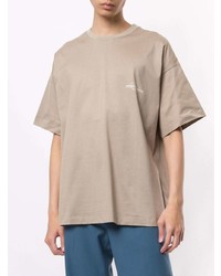 T-shirt à col rond imprimé marron clair Wooyoungmi