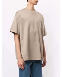 T-shirt à col rond imprimé marron clair Wooyoungmi