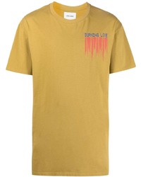 T-shirt à col rond imprimé marron clair Henrik Vibskov