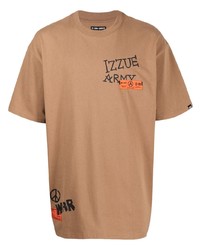 T-shirt à col rond imprimé marron clair Izzue