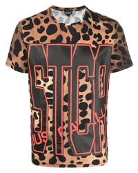 T-shirt à col rond imprimé marron clair Just Cavalli