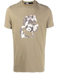 T-shirt à col rond imprimé marron clair Karl Lagerfeld