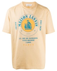 T-shirt à col rond imprimé marron clair Lanvin