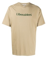 T-shirt à col rond imprimé marron clair Liberaiders
