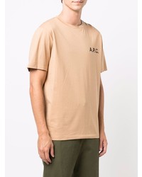 T-shirt à col rond imprimé marron clair A.P.C.