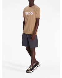 T-shirt à col rond imprimé marron clair BOSS