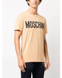 T-shirt à col rond imprimé marron clair Moschino