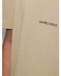 T-shirt à col rond imprimé marron clair Saint Laurent