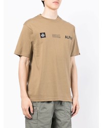 T-shirt à col rond imprimé marron clair Alpha Industries