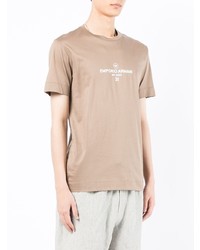 T-shirt à col rond imprimé marron clair Emporio Armani