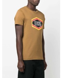 T-shirt à col rond imprimé marron clair Diesel