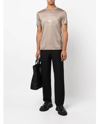 T-shirt à col rond imprimé marron clair Emporio Armani