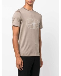 T-shirt à col rond imprimé marron clair Emporio Armani