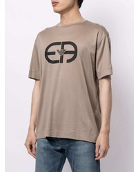 T-shirt à col rond imprimé marron clair Emporio Armani