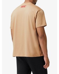 T-shirt à col rond imprimé marron clair Burberry