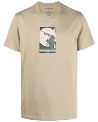 T-shirt à col rond imprimé marron clair Maharishi