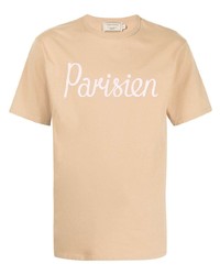 T-shirt à col rond imprimé marron clair MAISON KITSUNÉ