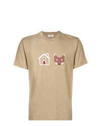 T-shirt à col rond imprimé marron clair MAISON KITSUNÉ
