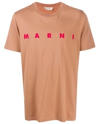 T-shirt à col rond imprimé marron clair Marni