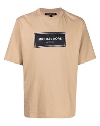 T-shirt à col rond imprimé marron clair Michael Kors
