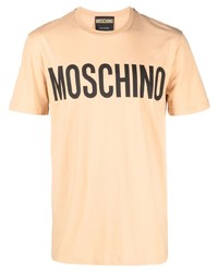 T-shirt à col rond imprimé marron clair Moschino