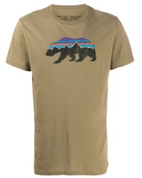 T-shirt à col rond imprimé marron clair Patagonia
