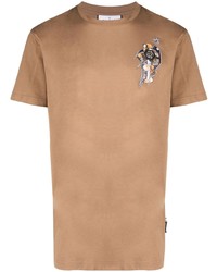 T-shirt à col rond imprimé marron clair Philipp Plein