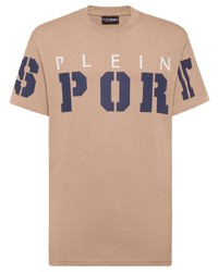T-shirt à col rond imprimé marron clair Plein Sport