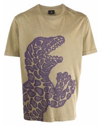 T-shirt à col rond imprimé marron clair PS Paul Smith