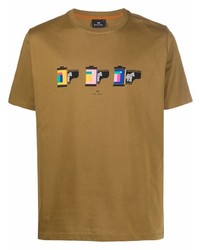 T-shirt à col rond imprimé marron clair PS Paul Smith