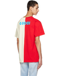 T-shirt à col rond imprimé marron clair Gucci