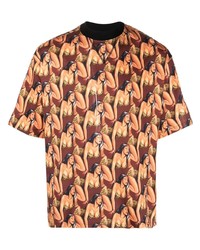 T-shirt à col rond imprimé marron clair Roberto Cavalli