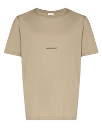 T-shirt à col rond imprimé marron clair Saint Laurent