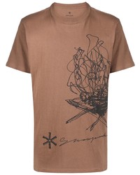 T-shirt à col rond imprimé marron clair Snow Peak