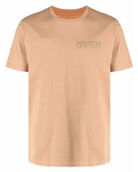 T-shirt à col rond imprimé marron clair Societe Anonyme